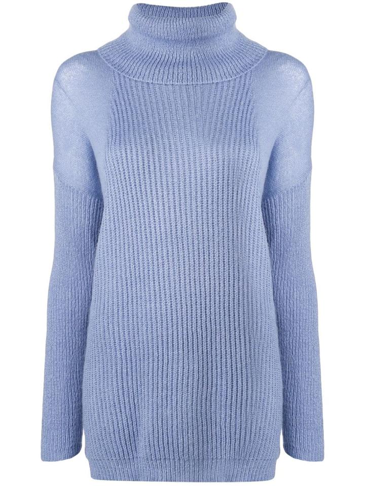 Twin-set Roll Neck Long Jumper - Blue
