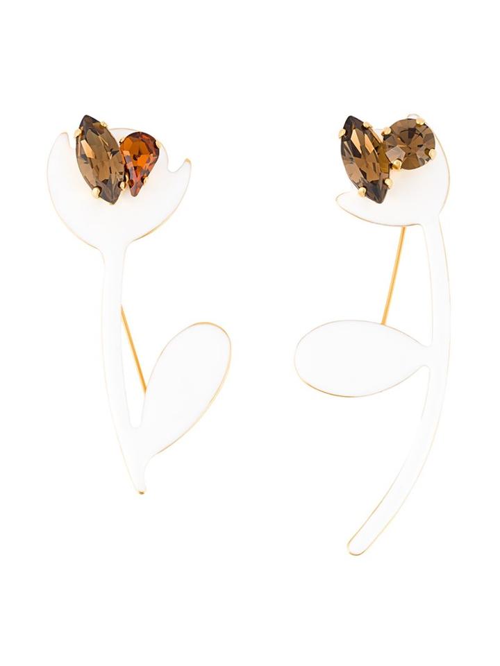 Marni Set Of Two Flower Brooches, Women's, White