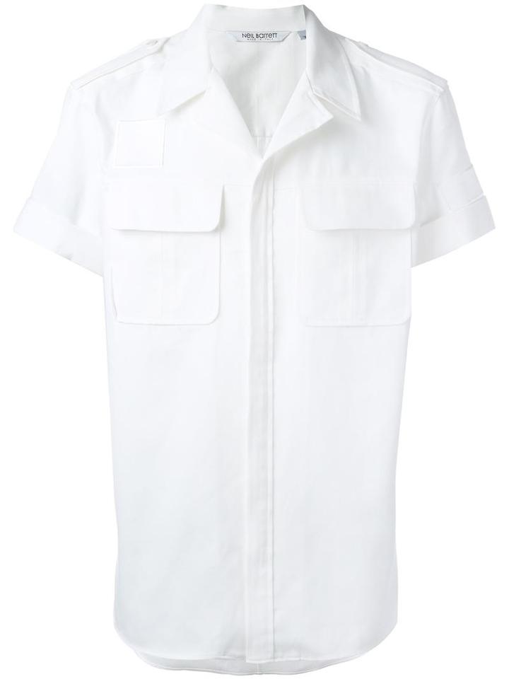 Neil Barrett Short Sleeve Shirt, Men's, Size: 39, White, Cotton