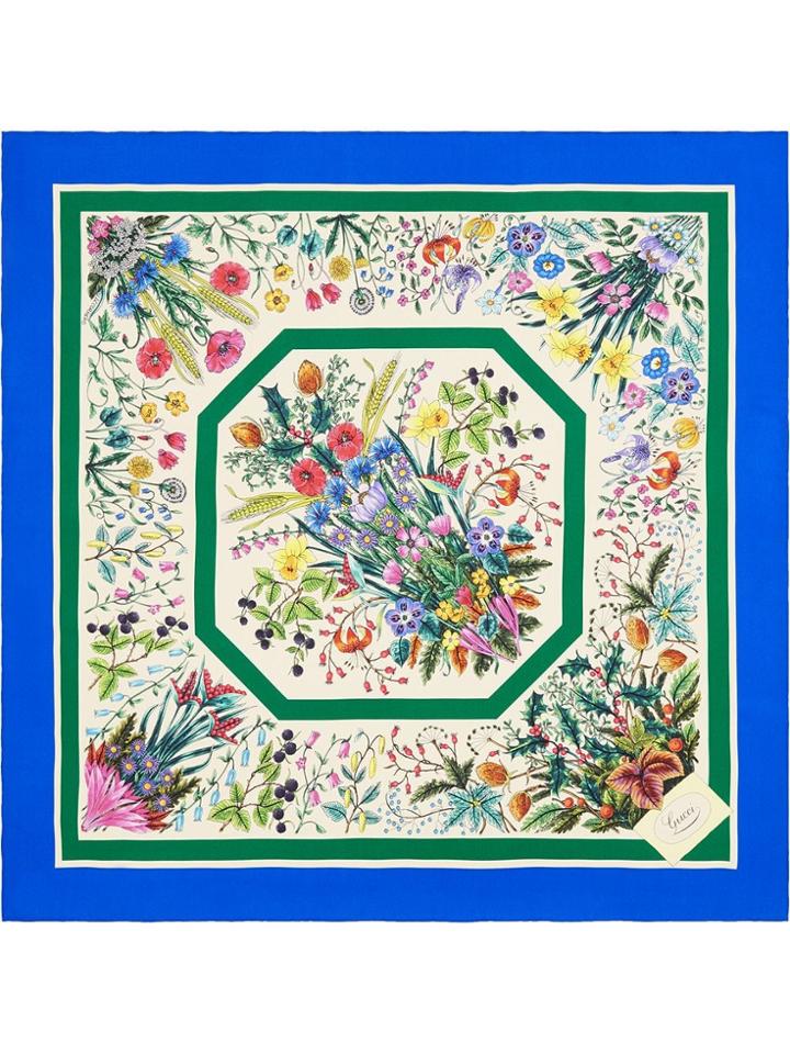 Gucci Foulard In Seta Con Stampa Floreale - Nude & Neutrals