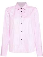 Lareida Pinstripe Ruffle Shirt - Pink & Purple