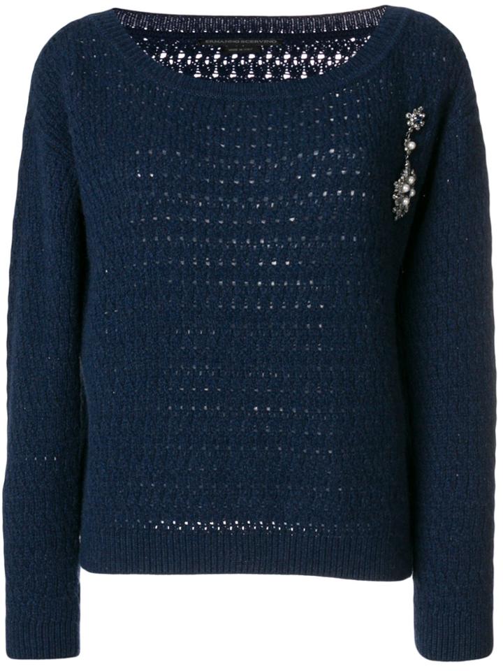 Ermanno Scervino Embellished Cashmere Jumper - Blue