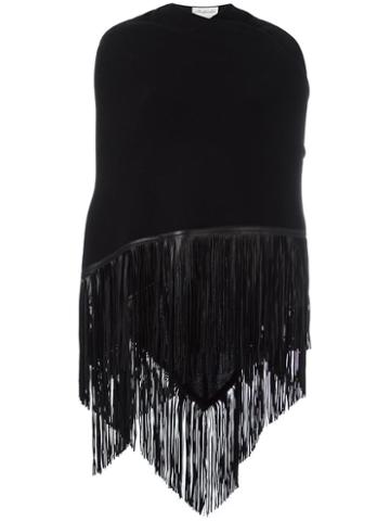 Babjades Fringed Scarf, Women's, Black, Leather/cashmere