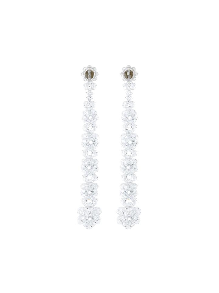 Simone Rocha Flower Long Drop Earrings - White