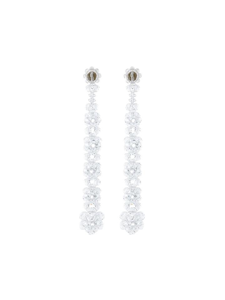 Simone Rocha Flower Long Drop Earrings - White