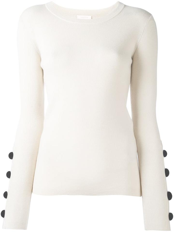 See By Chloé Oversized Button Cuff Top, Women's, Size: Large, Nude/neutrals, Wool