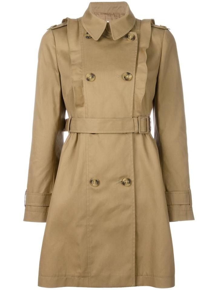 Red Valentino Double Breasted Trench Coat, Women's, Size: 44, Nude/neutrals, Cotton/polyamide/polyester/acetate