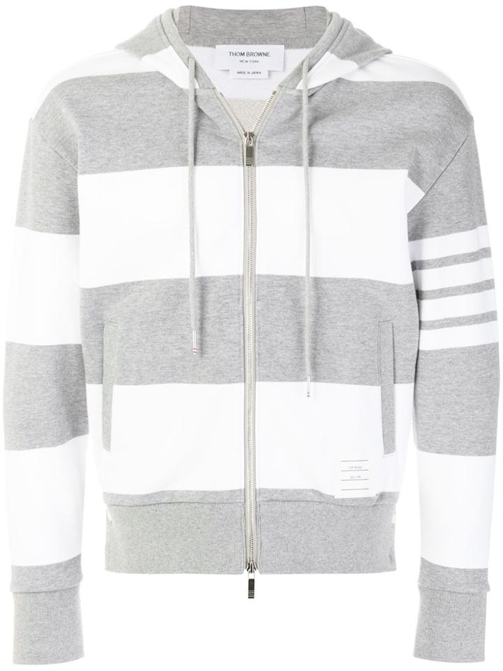 Thom Browne Engineered Rugby Stripe Drop-shoulder Zip-up Jersey Hoodie