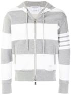Thom Browne Engineered Rugby Stripe Drop-shoulder Zip-up Jersey Hoodie