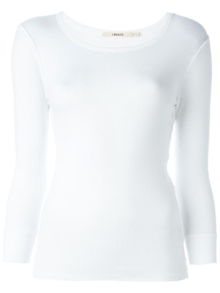 J Brand Longsleeved T-shirt, Women's, Size: Large, White, Cotton/spandex/elastane