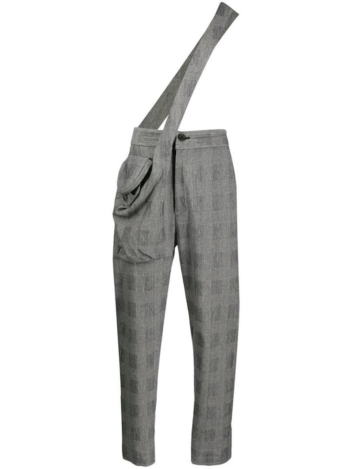 Chalayan Checked Dungaree Trousers - Black
