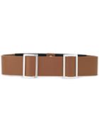 Erika Cavallini Double Buckle Belt, Women's, Size: Large, Brown, Polyester/leather