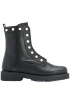 Twin-set Pearl Embellished Biker Boots - Black