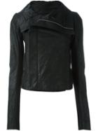 Rick Owens Biker Jacket, Women's, Size: 46, Black, Cotton/calf Leather/leather/virgin Wool