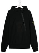 Stone Island Junior Teen Half-zip Hoodie - Black