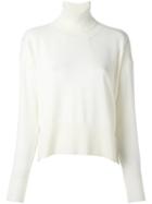 Mm6 Maison Margiela Ribbed Turtleneck Jumper, Women's, Size: Small, White, Wool