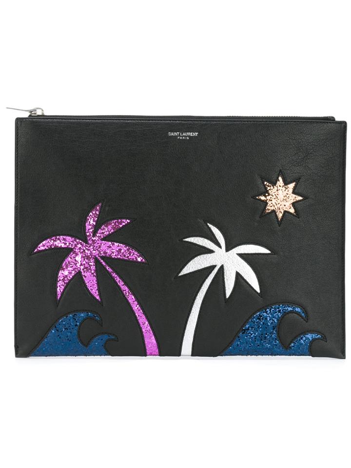 Saint Laurent Paris Sea, Sex & Sun Zipped Tablet Holder - Black
