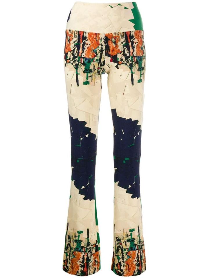 Norma Kamali Abstract Print High-waisted Trousers - Neutrals