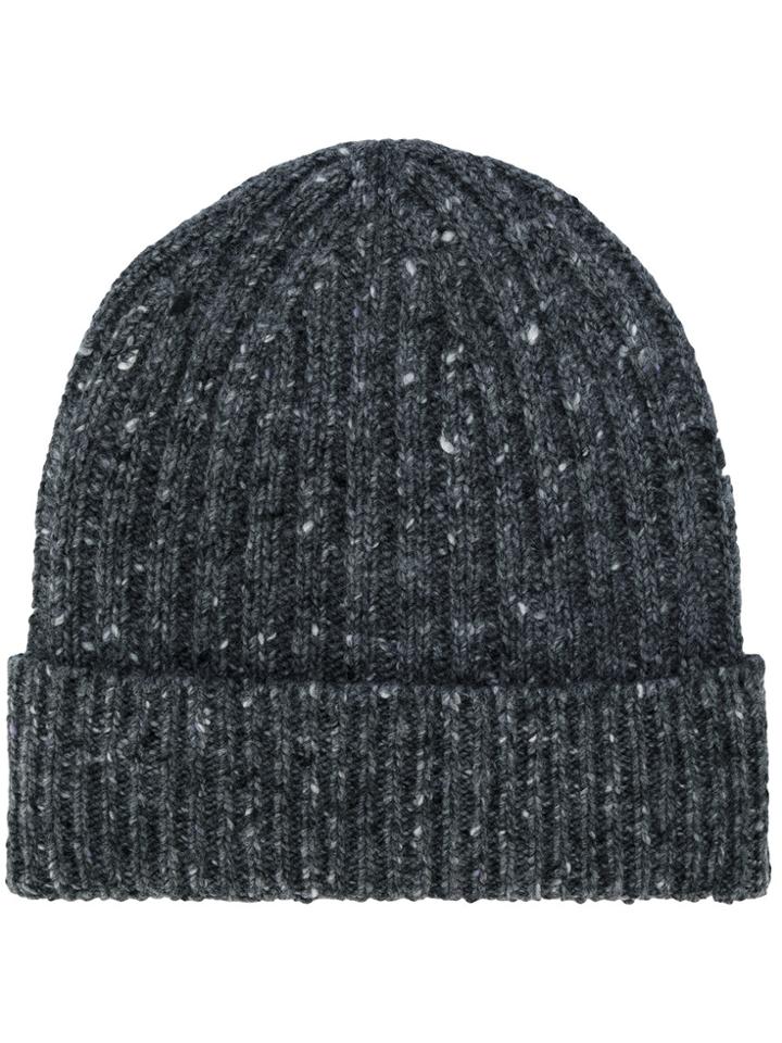Pringle Of Scotland Ribbed Knit Beanie - Grey