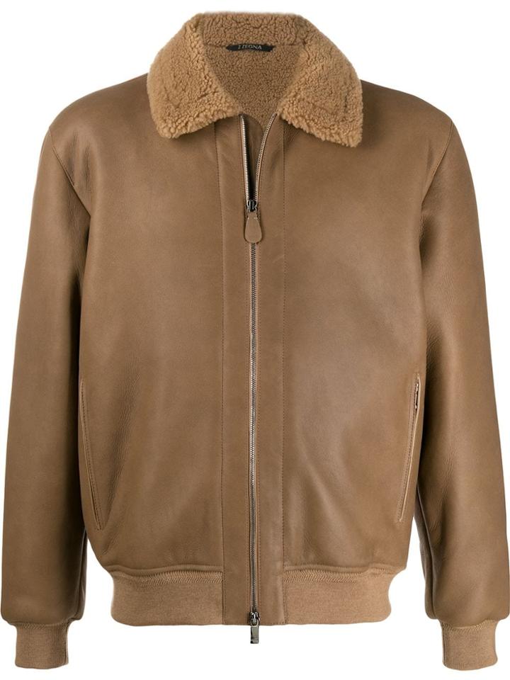 Z Zegna Shearling Bomber Jacket - Brown