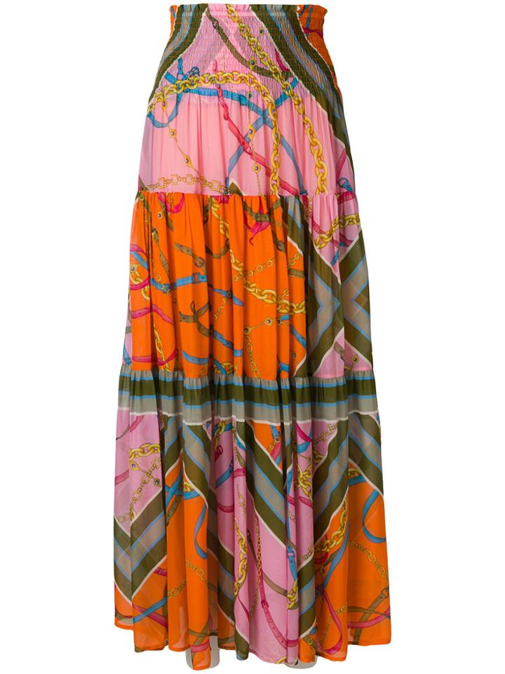 Pinko Printed Maxi Skirt - Pink & Purple