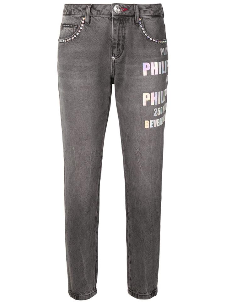 Philipp Plein Printed Cropped Jeans - Grey