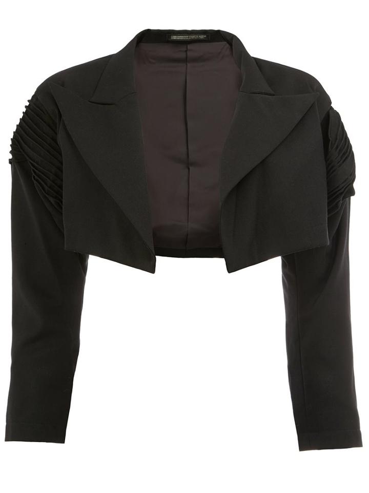 Yohji Yamamoto Cropped Jacket, Women's, Size: 2, Black, Cupro/wool/acrylic/polyurethane