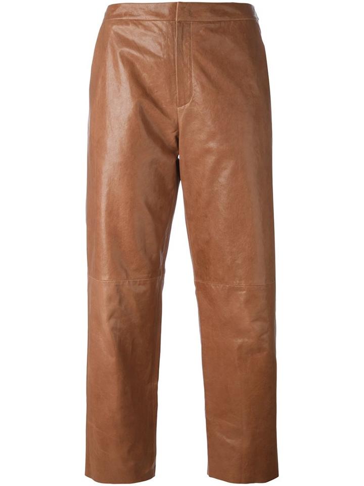 Drome Straight Leg Cropped Trousers, Women's, Size: Xs, Nude/neutrals, Sheep Skin/shearling/cupro
