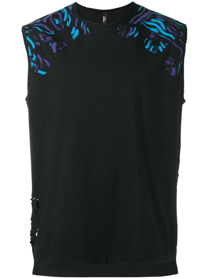 Versus Destroyed Back Sleeveless T-shirt, Men's, Size: Large, Black, Cotton