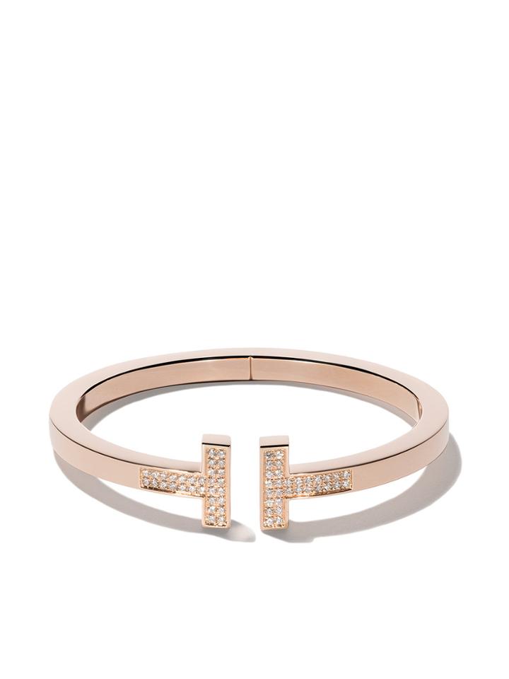 Tiffany & Co 18kt Rose Gold Tiffany T Square Diamond Cuff - Metallic
