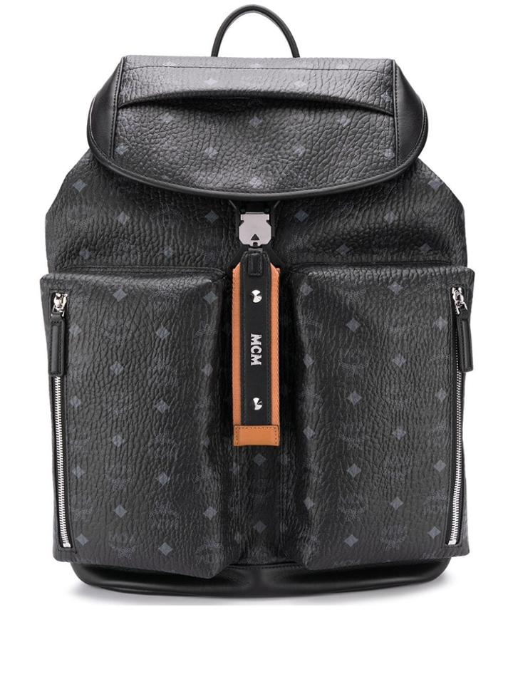 Mcm Large Buckled Backpack - Black