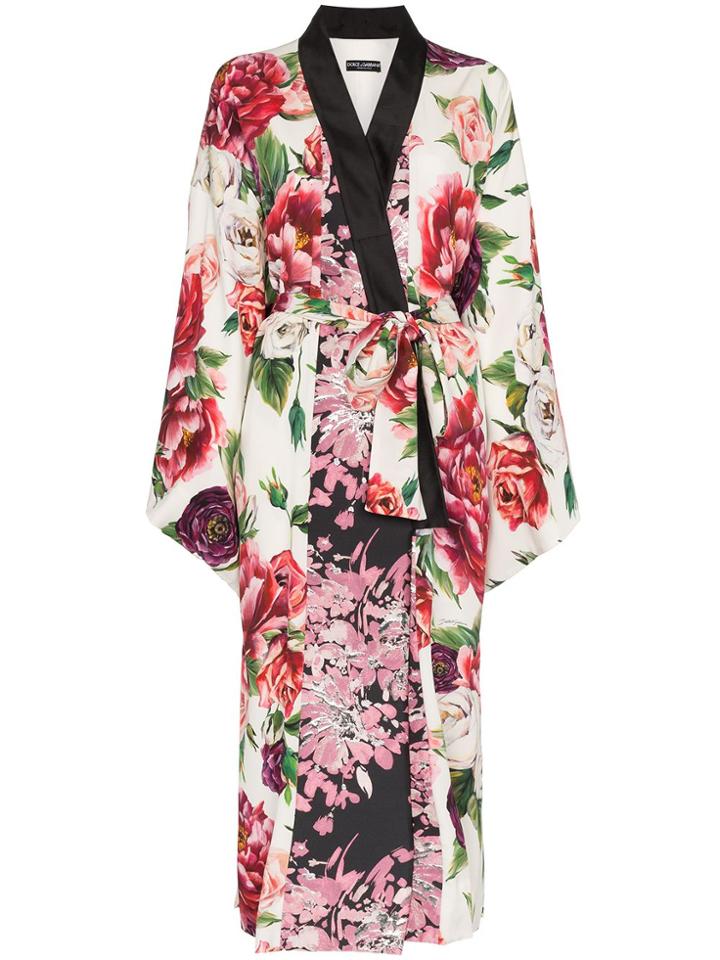 Dolce & Gabbana Peony Print Jacquard Robe - Multicolour