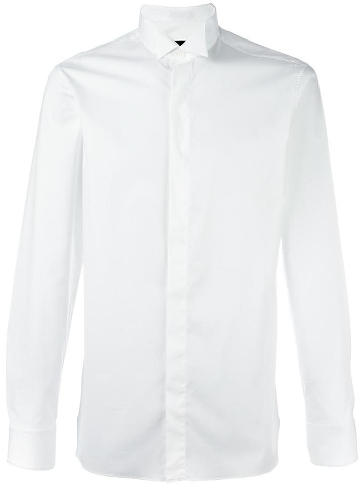 Z Zegna Classic Button Down Shirt, Men's, Size: 40, White, Cotton/spandex/elastane