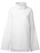Dkny - Extra Long Sleeve High-neck Pullover - Women - Cotton/nylon/polyester/spandex/elastane - Xs, White, Cotton/nylon/polyester/spandex/elastane