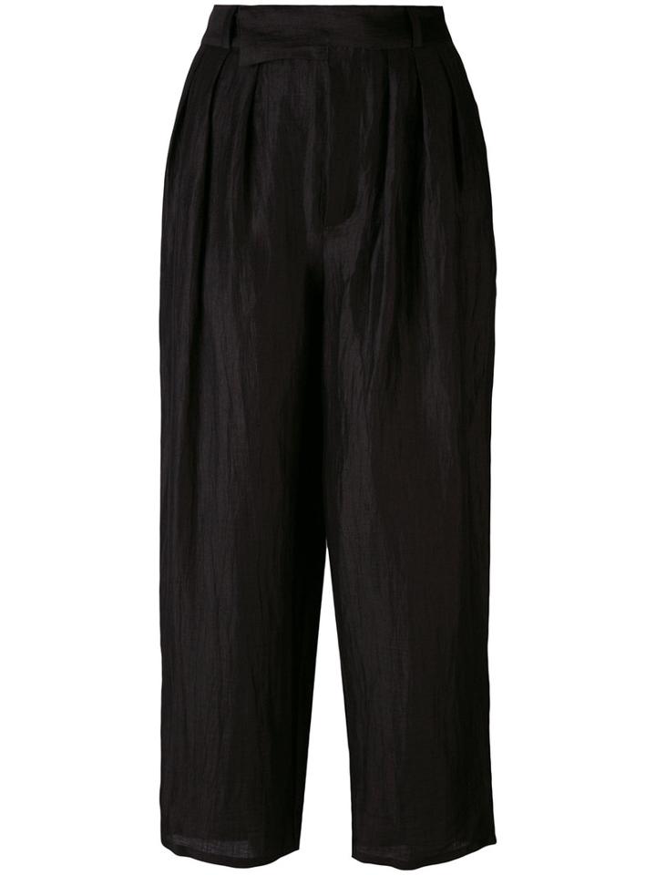 Reality Studio - Atka Cropped Trousers - Women - Linen/flax/polyamide - S, Black, Linen/flax/polyamide