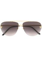 Cartier 'panthère' Sunglasses, Women's, Grey, Acetate/gold/metal (other)/enamel