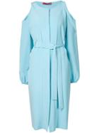 Tamara Mellon Cut-out Shoulder Shirt Dress, Women's, Size: 8, Blue, Silk/spandex/elastane