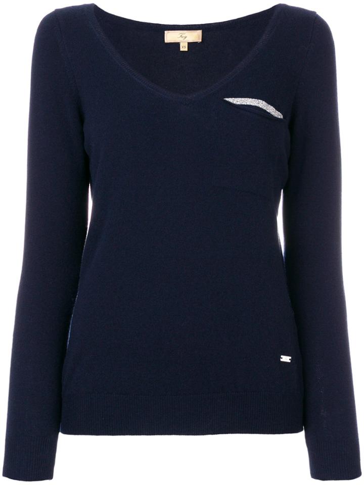 Fay V-neck Jumper - Blue