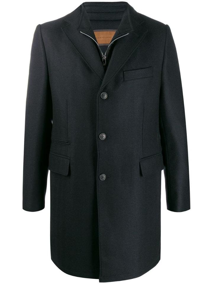 Corneliani Textured Single-breasted Coat - Blue