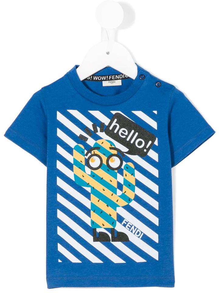 Fendi Kids - Cactus Motif T-shirt - Kids - Cotton - 24 Mth, Blue