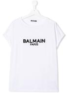 Balmain Kids Teen Sequin Logo T-shirt - White