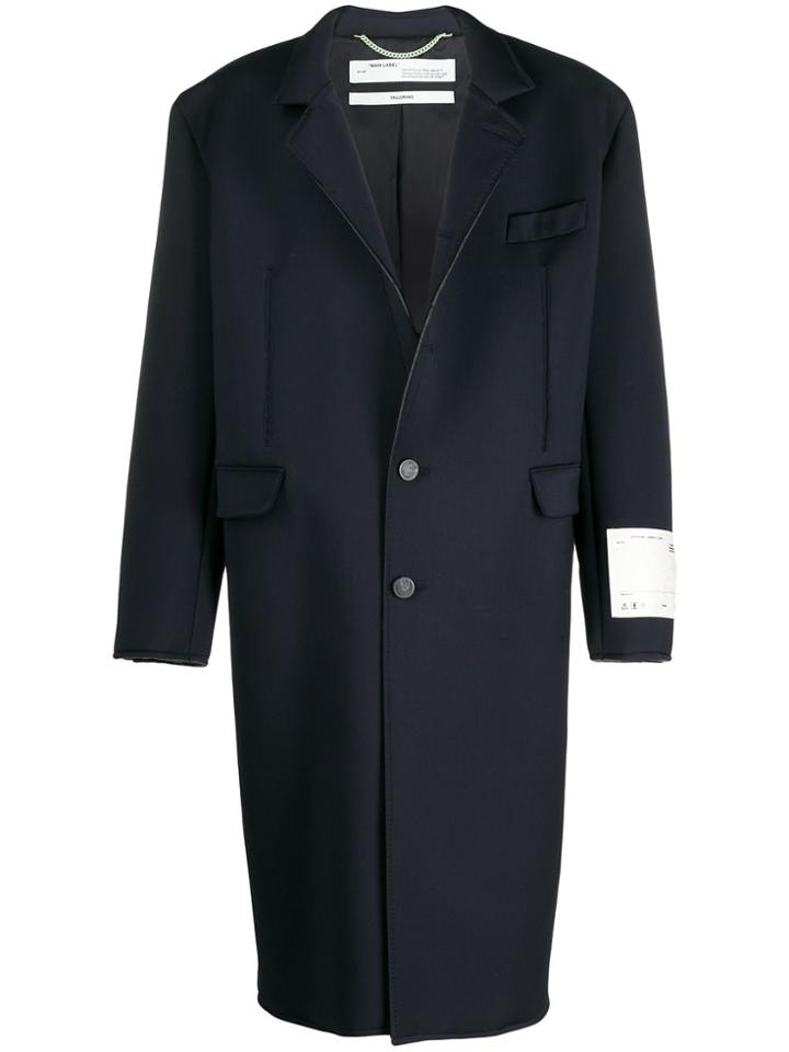 Off-white Oversized Midi Coat - Blue