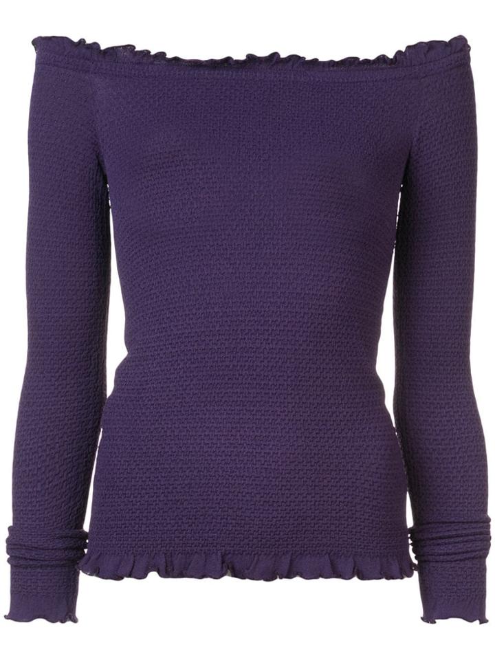 Altuzarra Frill Trim Off The Shoulder Sweater - Pink & Purple