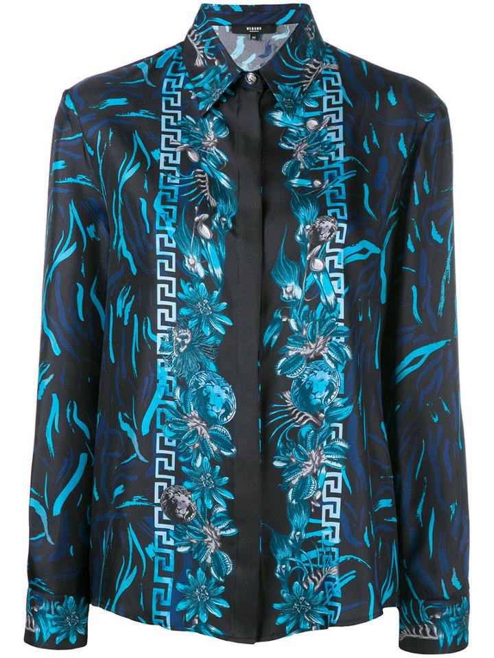 Versus - Printed Blouse - Women - Silk - 42, Blue, Silk