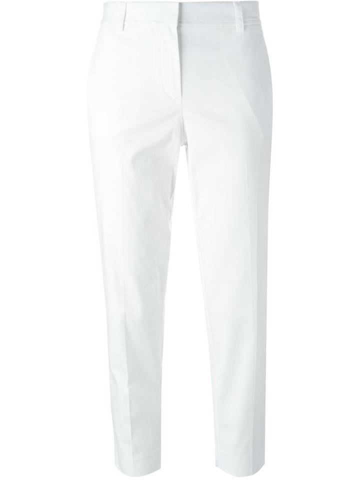 Dkny Cropped Tailored Trousers, Women's, Size: 8, White, Cotton/spandex/elastane