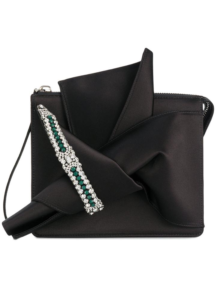 No21 Embellished Abstract Bow Clutch Bag - Black