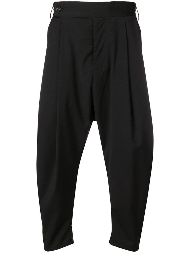 Odeur Drop-crotch Pleated Trousers - Black