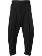 Odeur Drop-crotch Pleated Trousers - Black