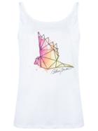 Blue Man Front Print Tank Top, Women's, Size: Medium, White, Polyester