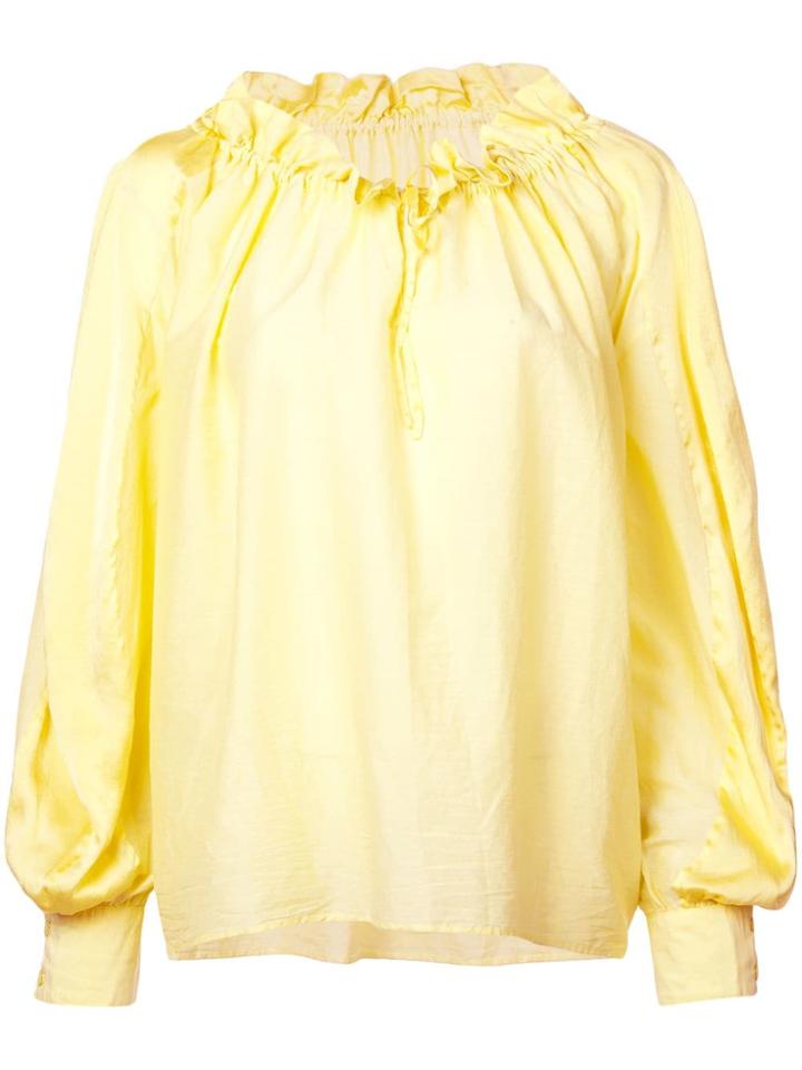 Tsumori Chisato Loose-fit Drawstring Neck Blouse - Yellow